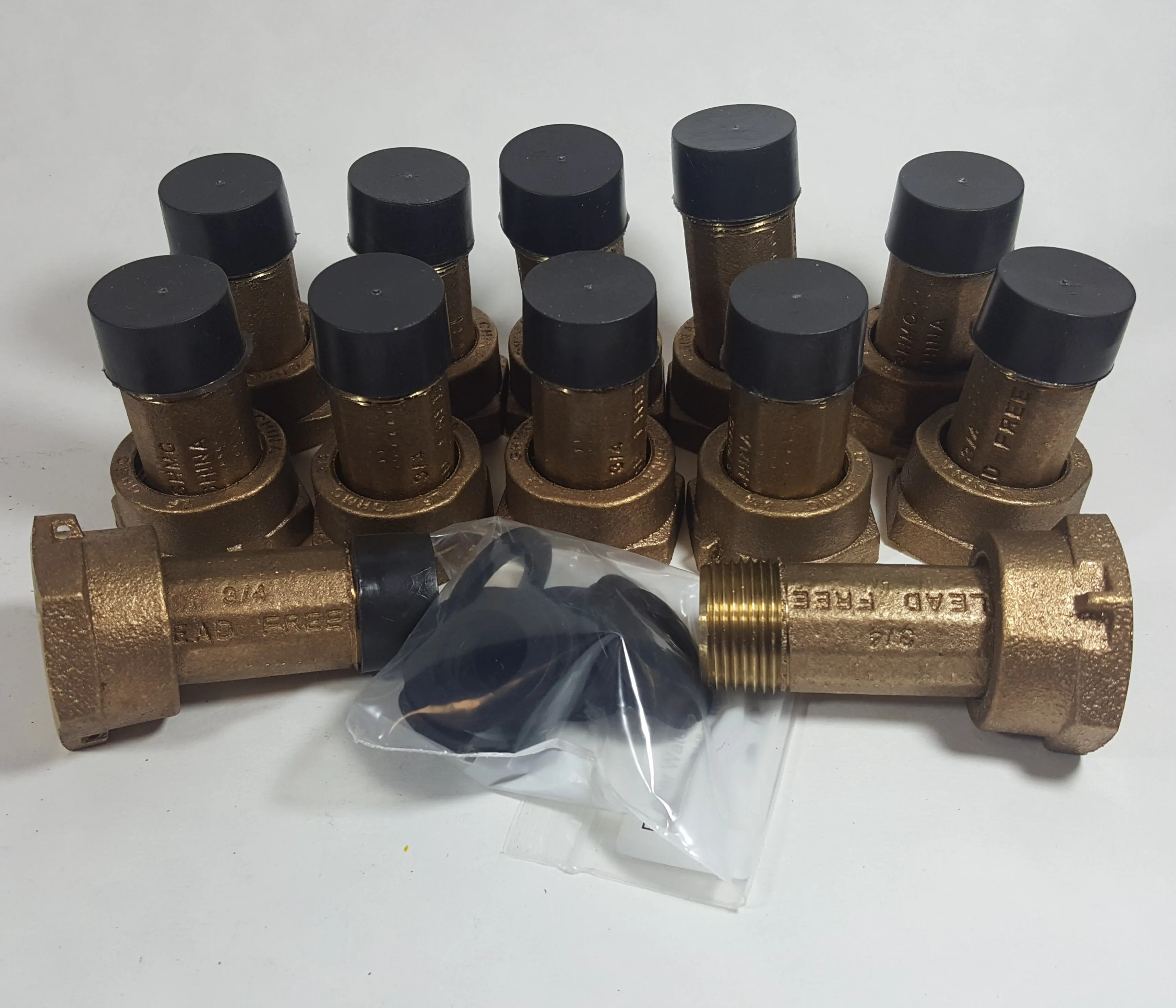 3/4" Water Meter Coupling, LEAD-FREE brass, 3/4" Fem swivel nut x 3/4" male NPT