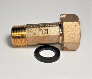 3/4" Water Meter Coupling, LEAD-FREE brass, 3/4" Fem swivel nut x 3/4" male NPT