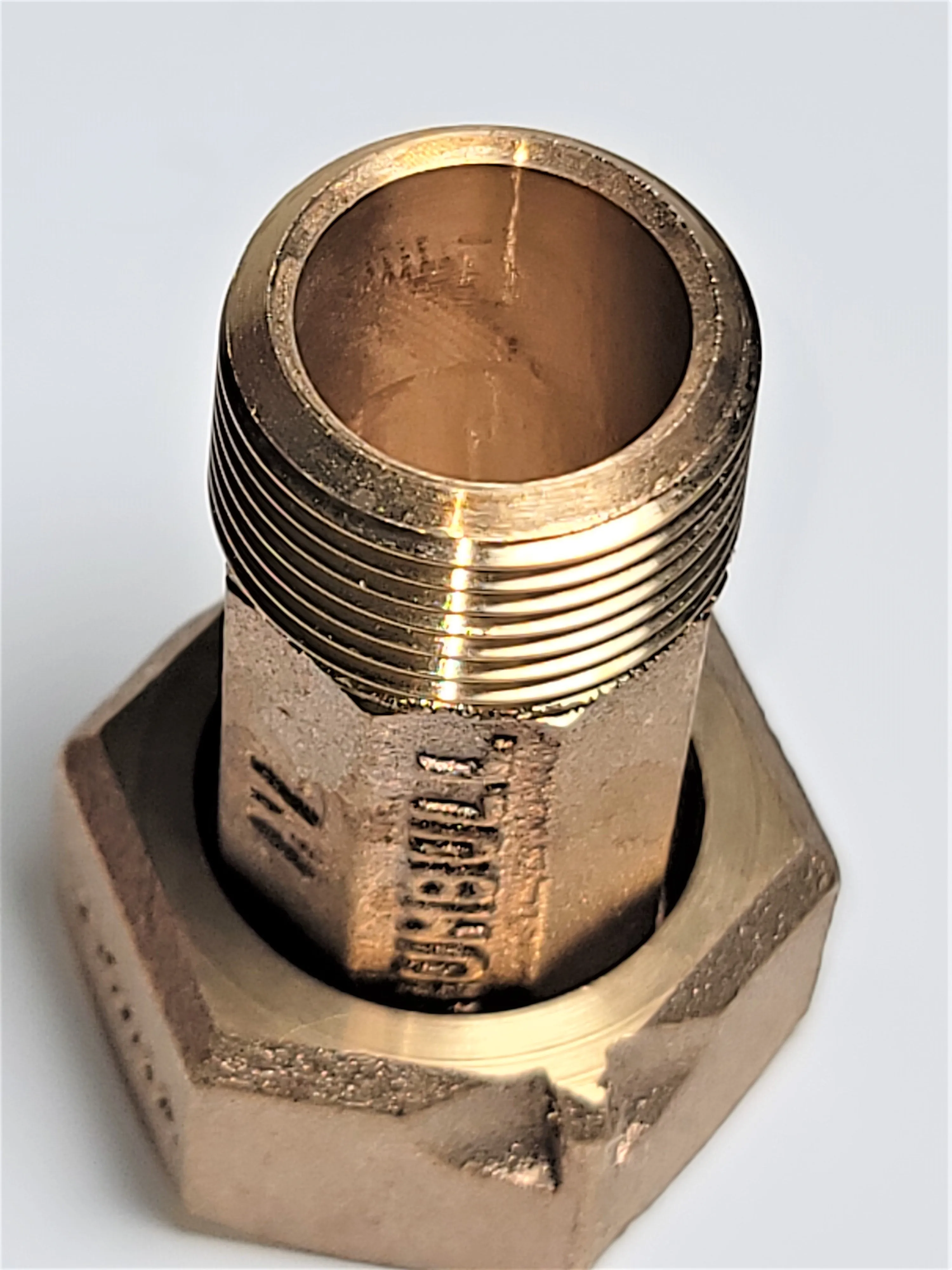 3/4" Water Meter Coupling, LEAD-FREE brass, 3/4" Fem swivel nut x 3/4" male NPT