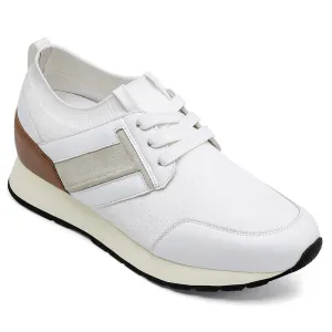 6 CM / 2.36 Inches CMR CHAMARIPA Elevator Sneakers - Men's White Leather Casual Shoes