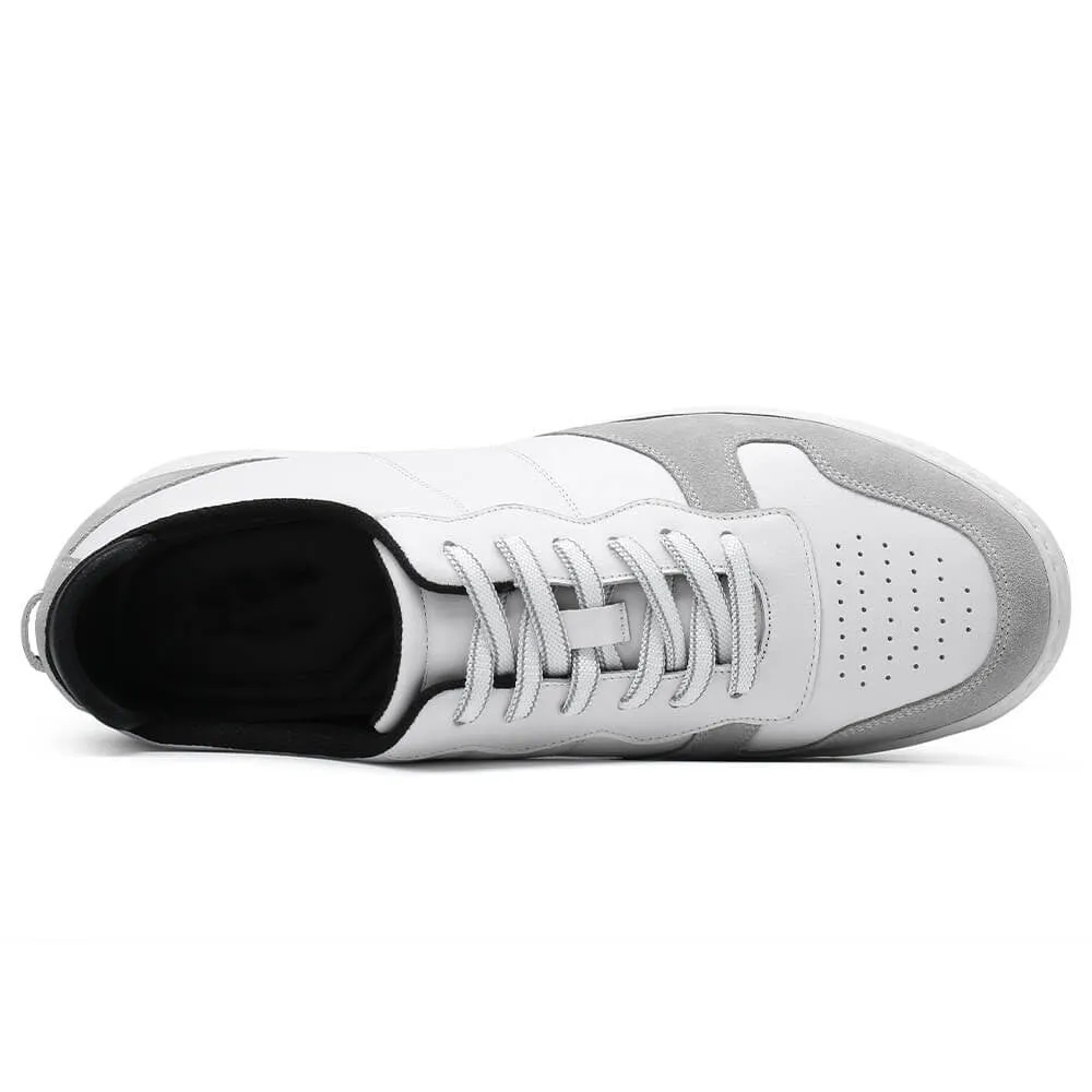 6 CM/2.36 Inches CMR CHAMARIPA Men's Height-Increasing Sneakers - Elevate Your Style in White Suede