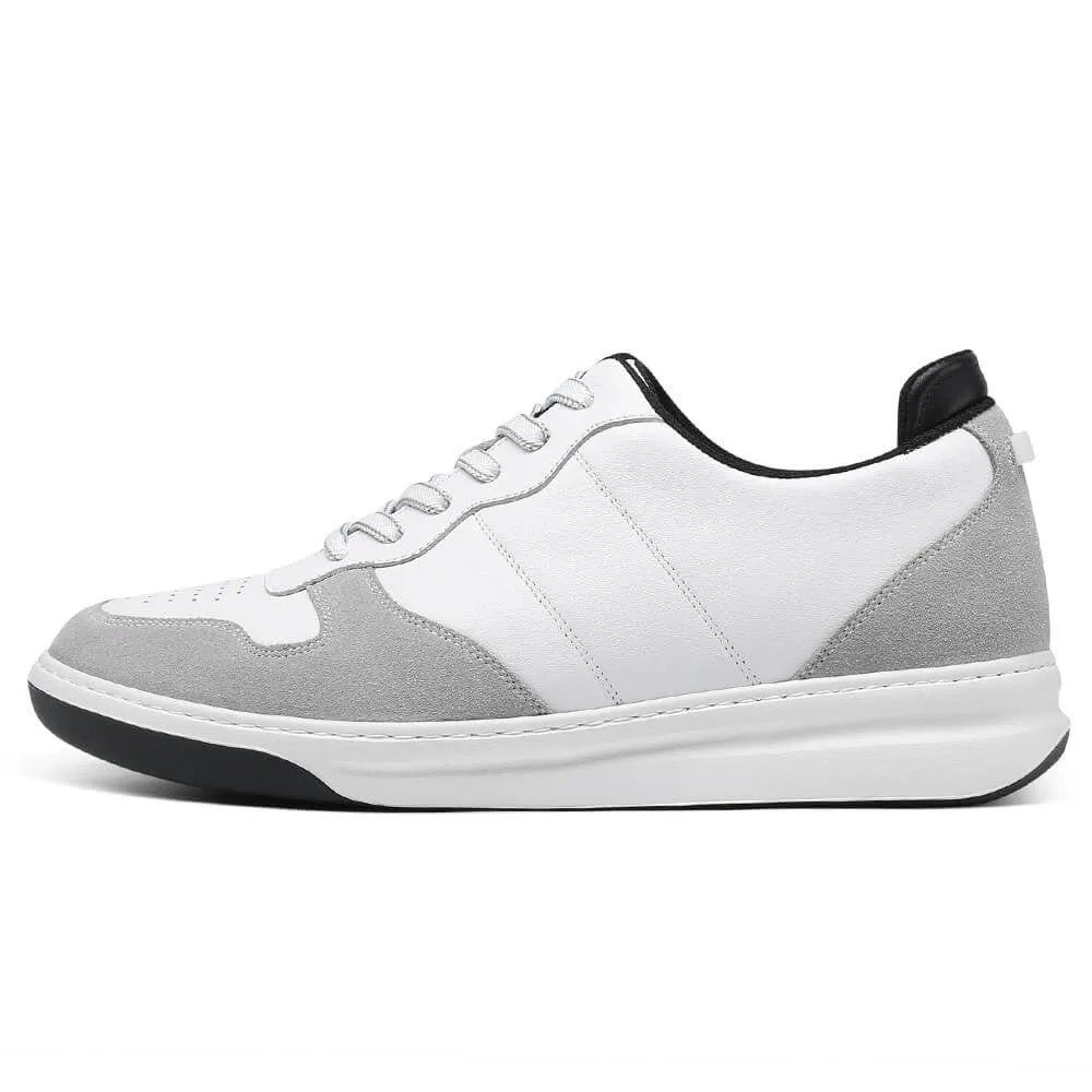 6 CM/2.36 Inches CMR CHAMARIPA Men's Height-Increasing Sneakers - Elevate Your Style in White Suede