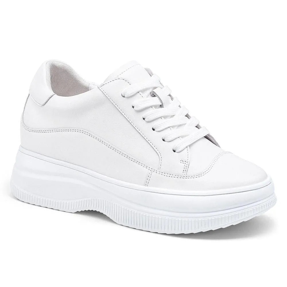 8 CM / 3.15 Inches CMR CHAMARIPA Elevator Sneakers for Women - Stylish White Casual Shoes with Hidden High Heels