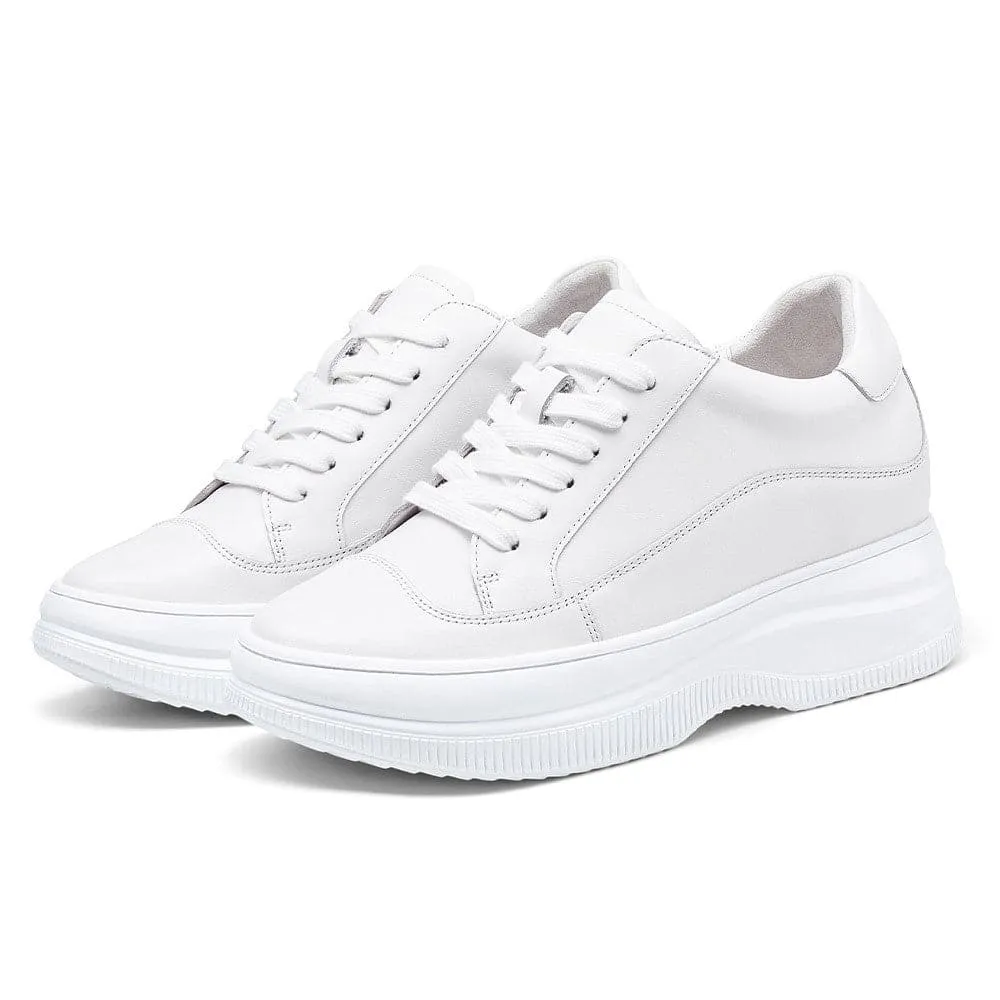 8 CM / 3.15 Inches CMR CHAMARIPA Elevator Sneakers for Women - Stylish White Casual Shoes with Hidden High Heels