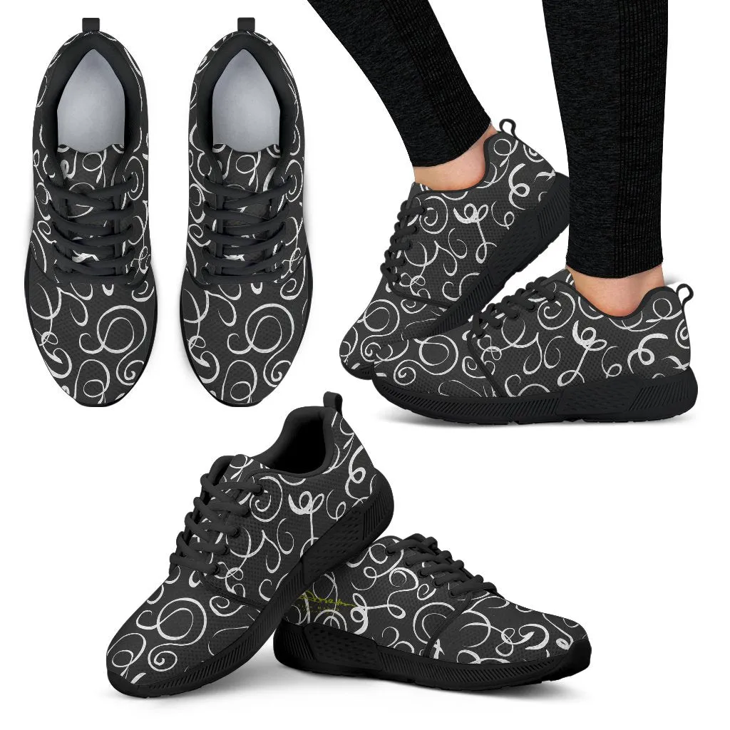 B&W Squiggles Athletic Sneakers