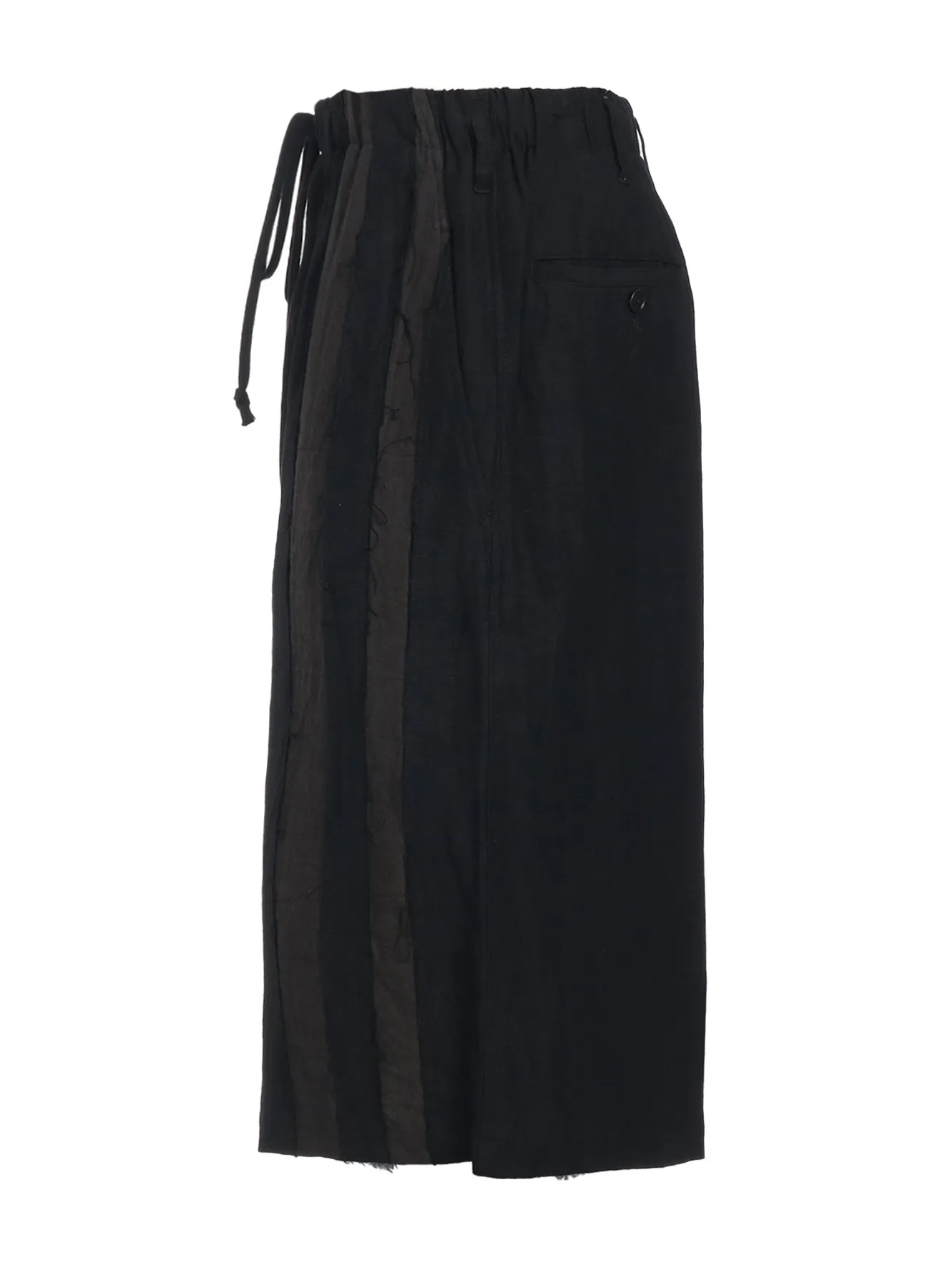 BIO-WASHED DUAL FABRIC WIDE CROPPED PANTS