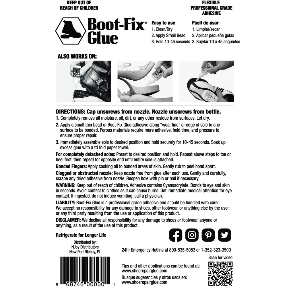 Boot-Fix Shoe Glue | Instant Professional Grade Shoe Repair Glue