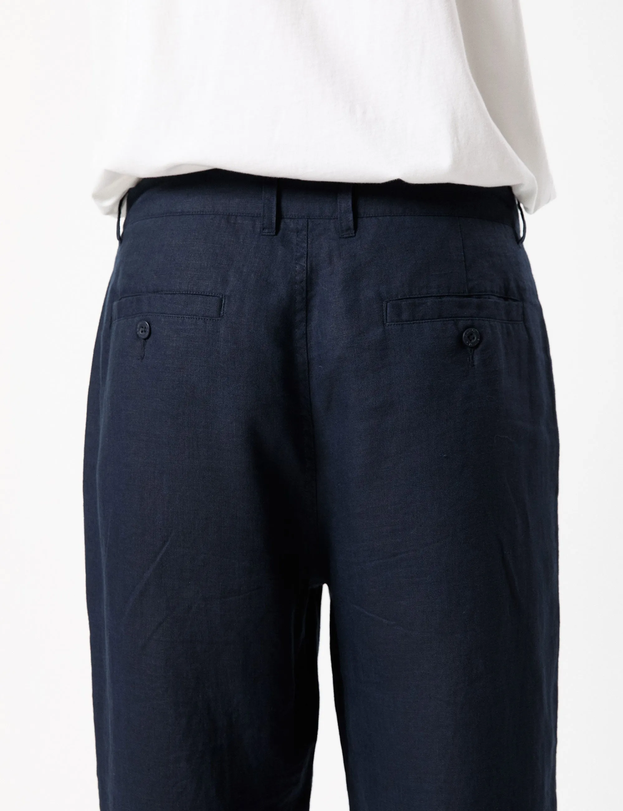 Brooklyn Linen Pleated Pant - Navy