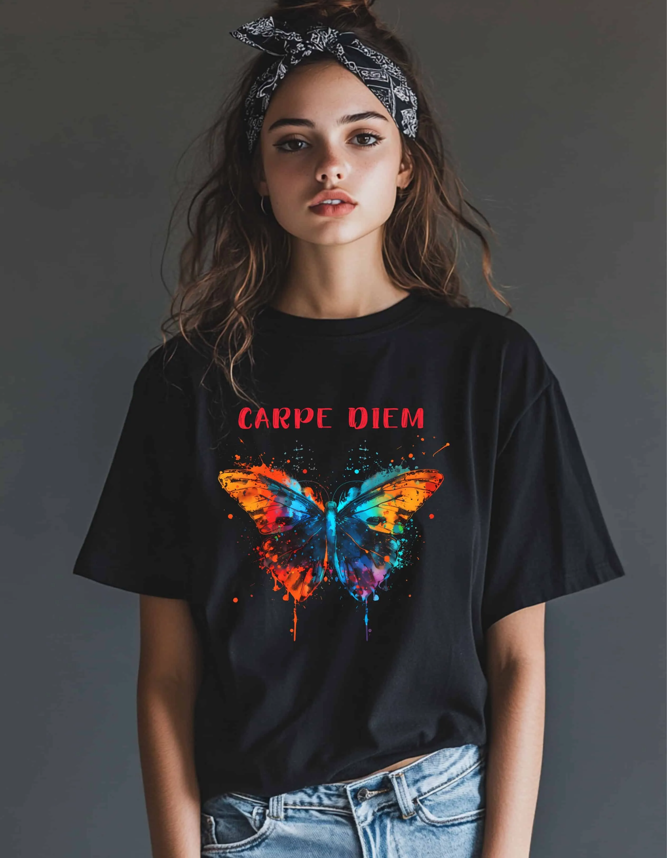 Butterfly Color Splash Premium Oversized Cotton Tshirt