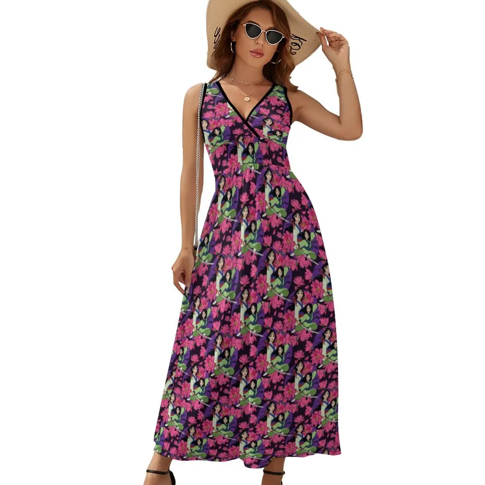 Disney Mulan Blooming Flowers Women's Long Sleeveless Dress