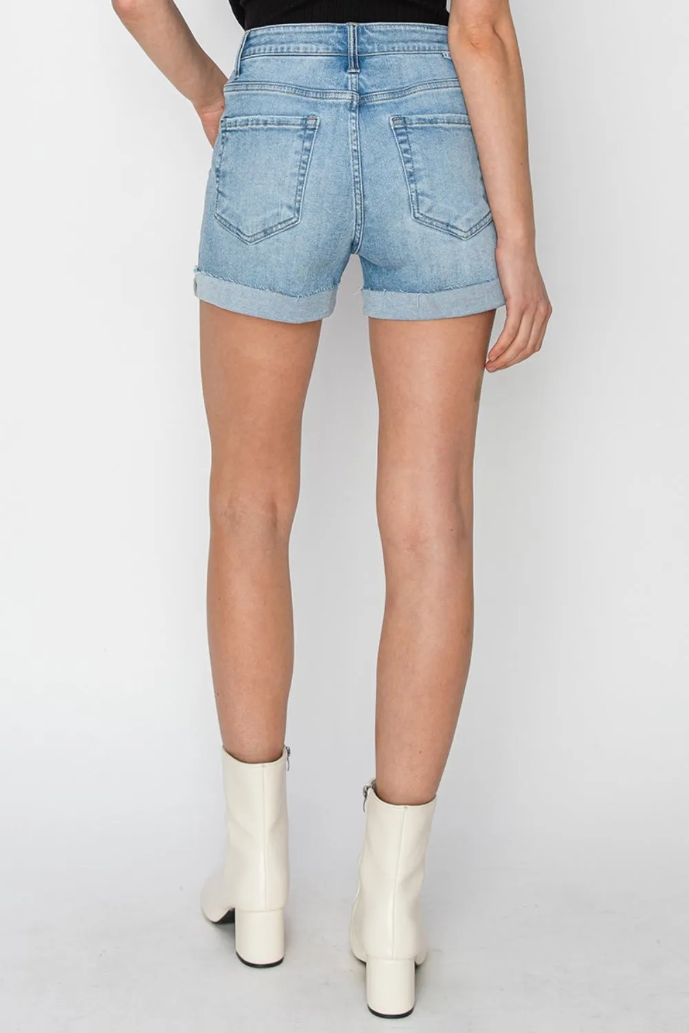 Distressed Mid-Rise Waist Denim Shorts