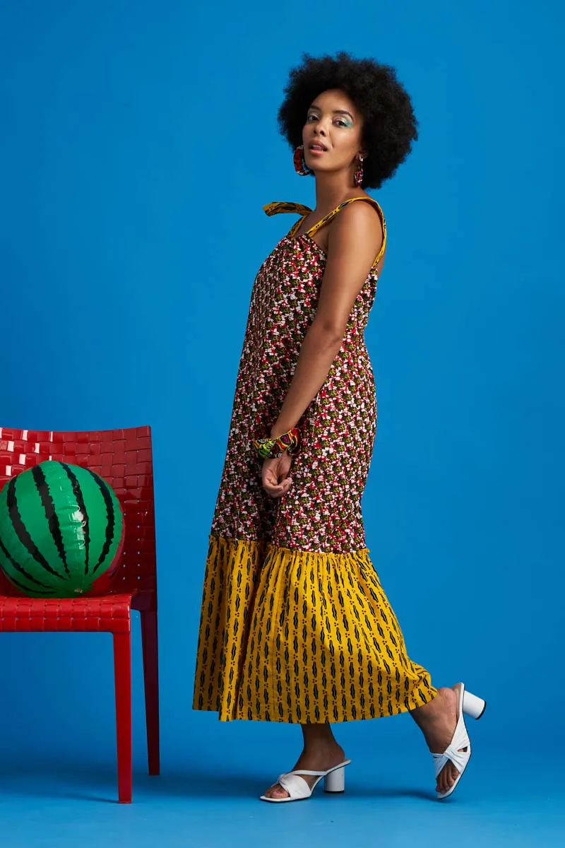 Eya Dress - Yellow/ Red Print