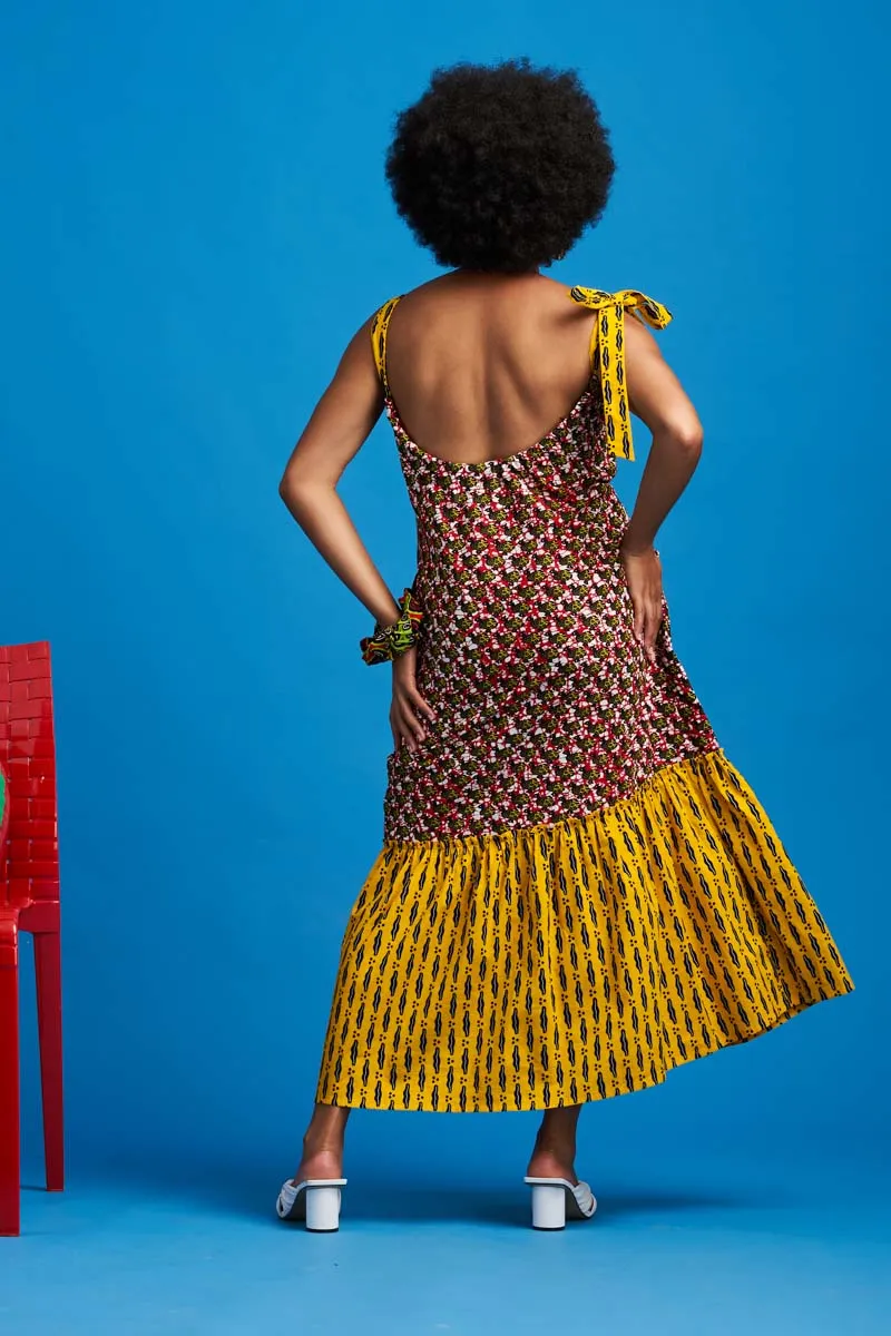 Eya Dress - Yellow/ Red Print