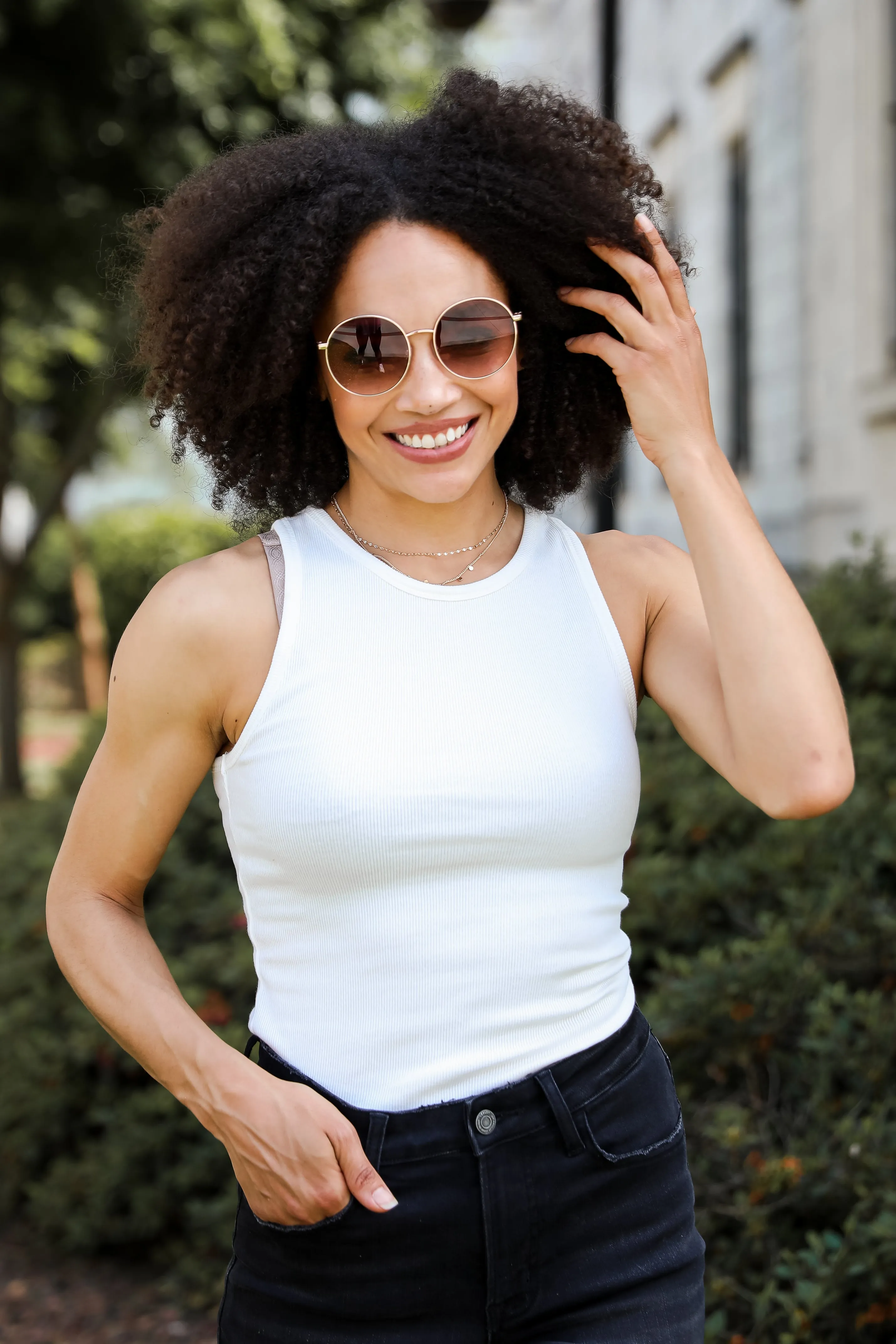 FINAL SALE - Elaine Everyday White Ribbed Tank - DU DEAL