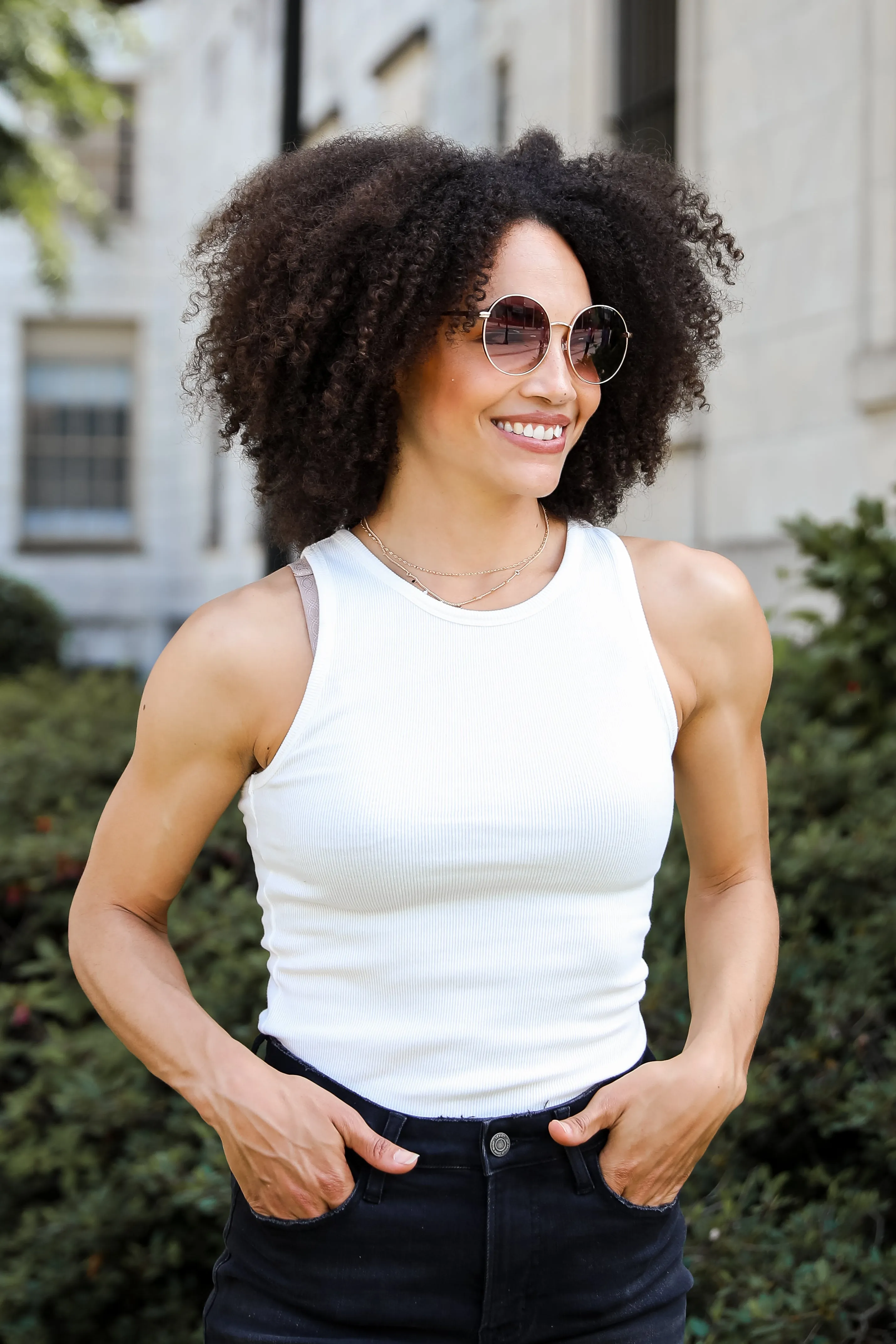 FINAL SALE - Elaine Everyday White Ribbed Tank - DU DEAL