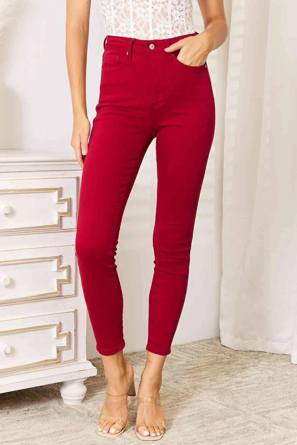 Full Size High Waist Tummy Control Skinny Jeans