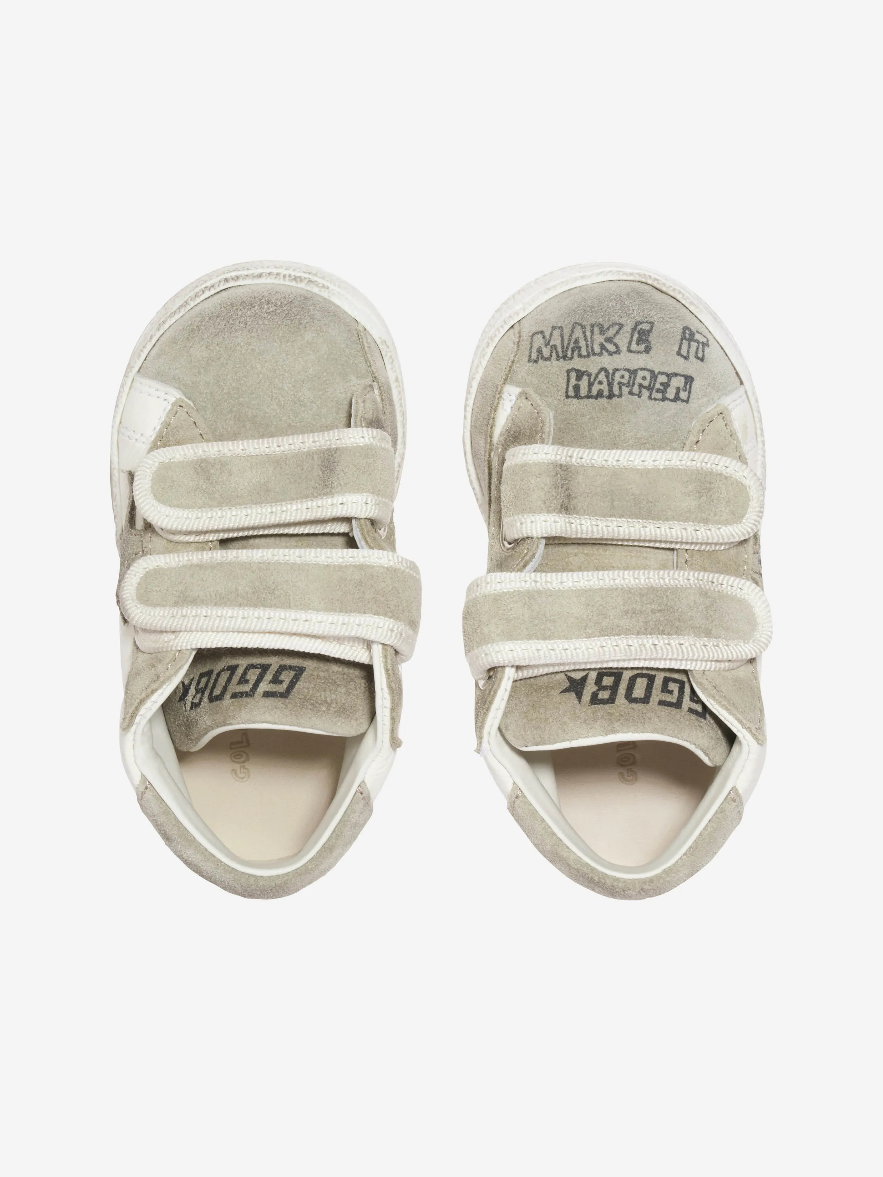 Golden Goose Kids June Leather Journey Print Star Trainers in White