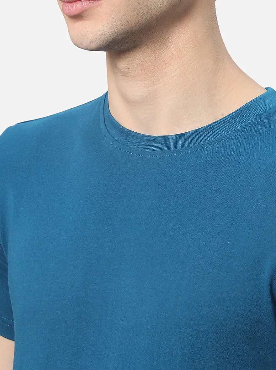 Ink Blue Solid Slim Fit T-Shirt | JadeBlue