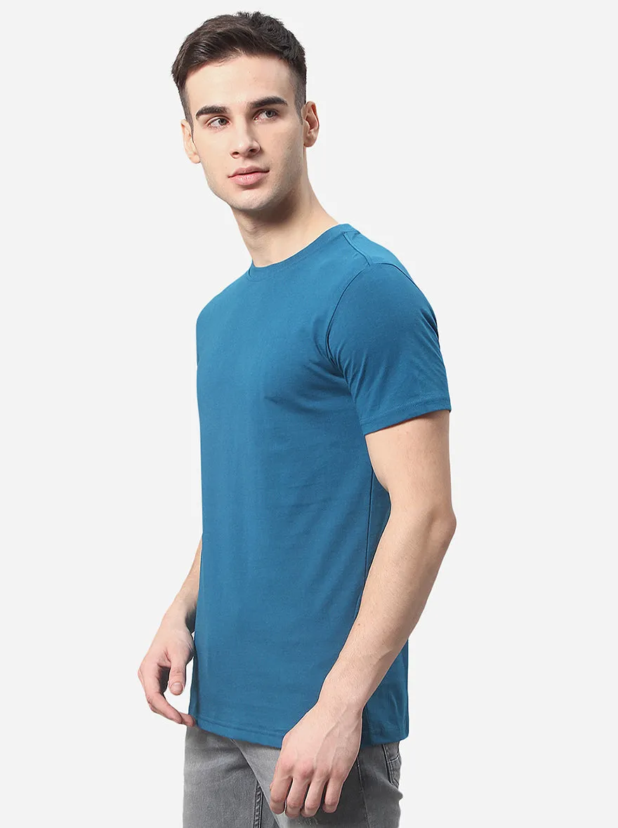 Ink Blue Solid Slim Fit T-Shirt | JadeBlue