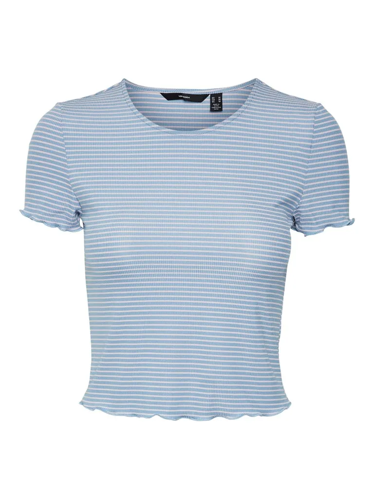 Jill Short Sleeve Crop Top-Stripe