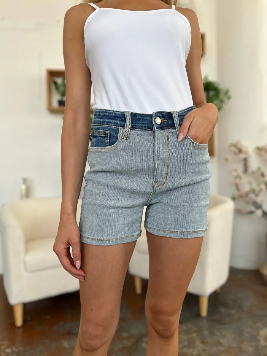 Judy Blue Color Block Denim Shorts [Online Exclusive]