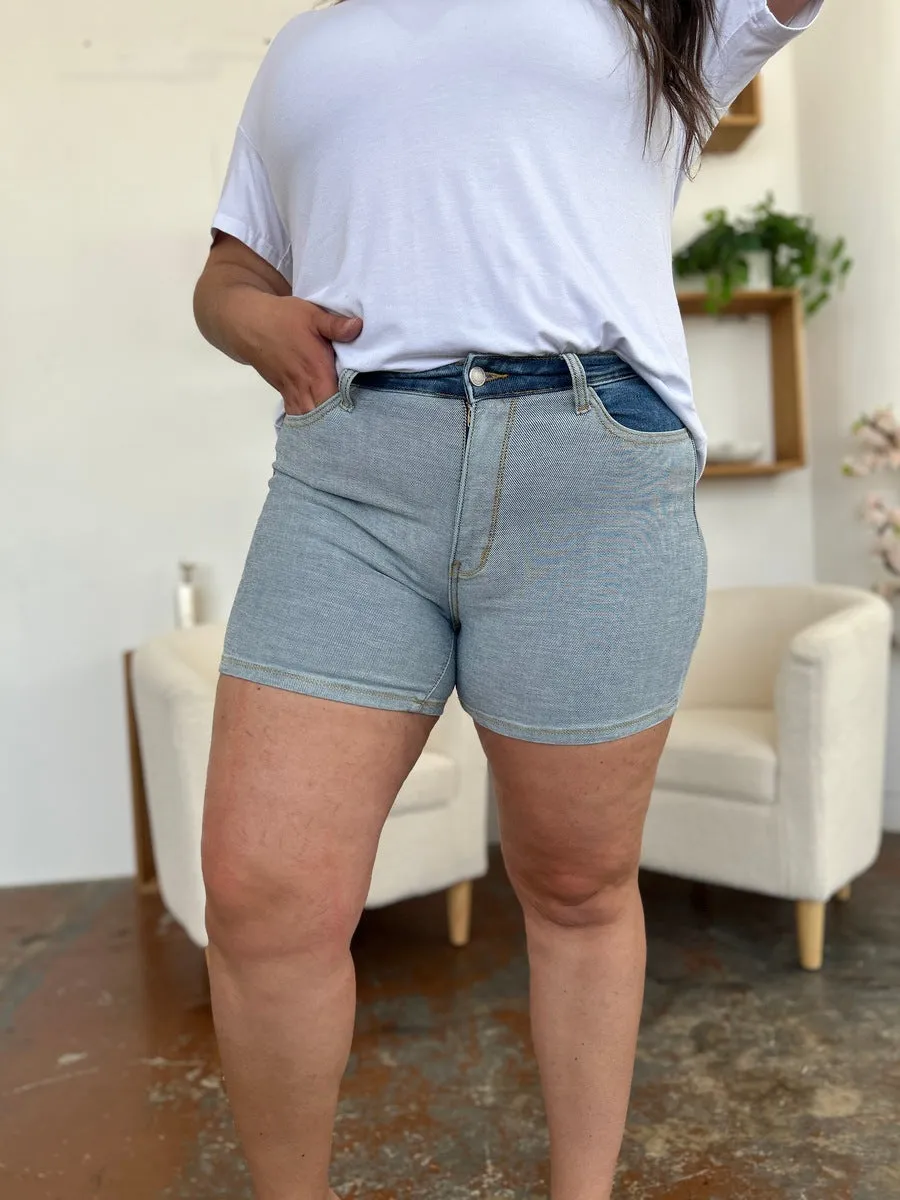 Judy Blue Color Block Denim Shorts [Online Exclusive]