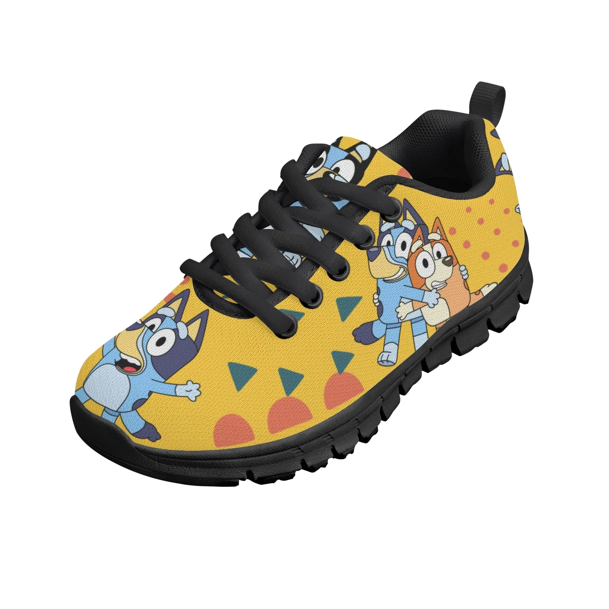 Kids Running Shoes. Back to School Kids Sneakers. Unisex Childrens Running Trainers-Cute Blue Heelers in Yellow