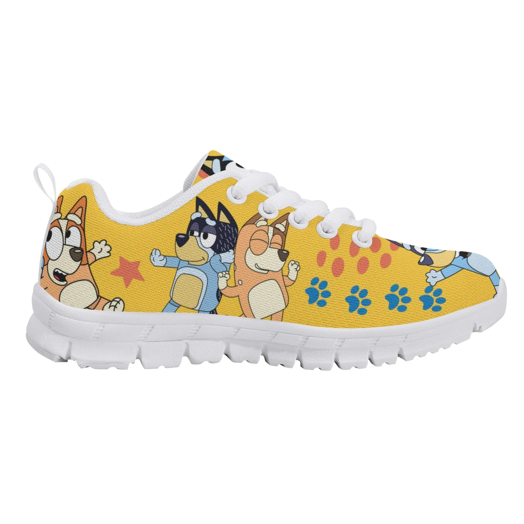 Kids Running Shoes. Back to School Kids Sneakers. Unisex Childrens Running Trainers-Cute Blue Heelers in Yellow