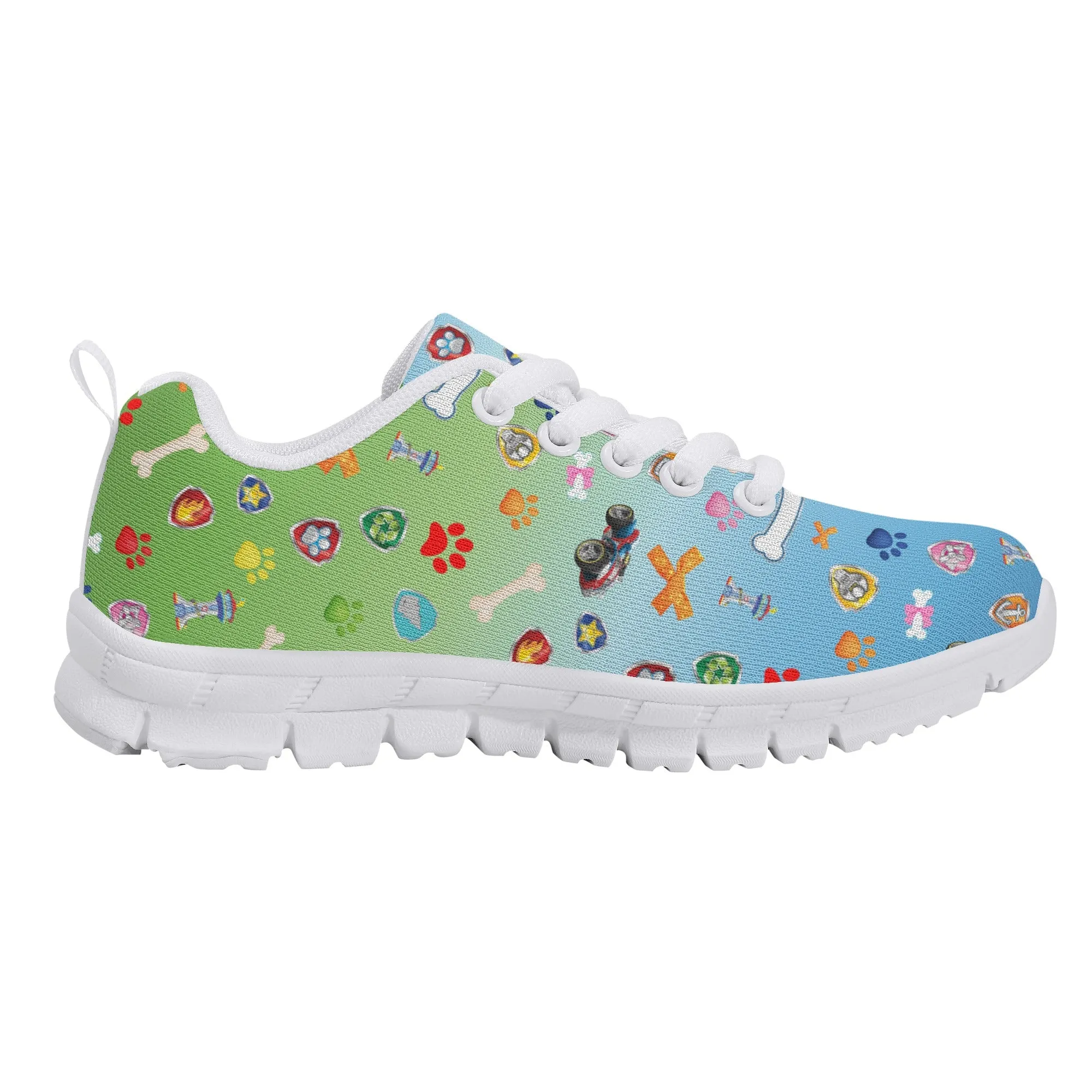 Kids Running Shoes | Back to School Kids Sneakers | Unisex Children's Running Trainers | Paw and Bone Gradient Pattern