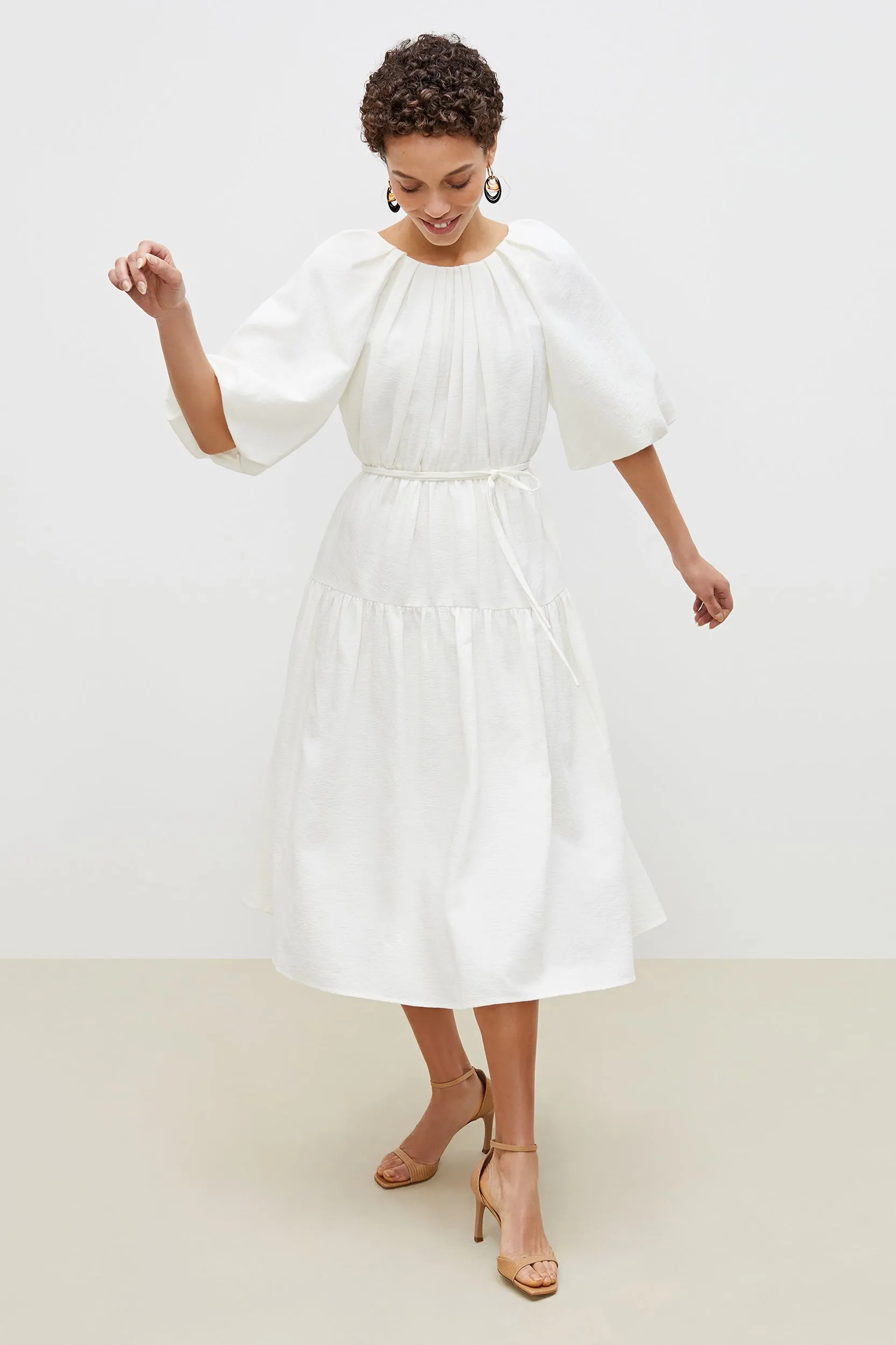 Medina Dress - Textured Voile :: Porcelain