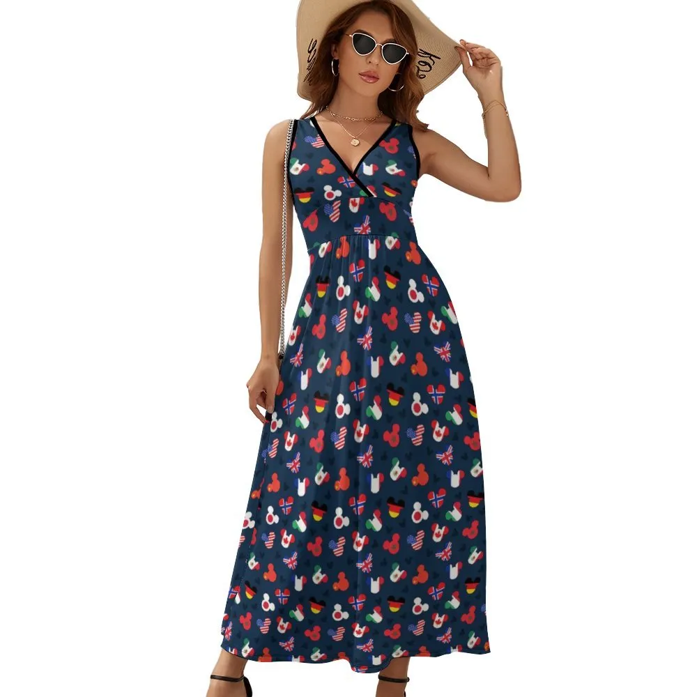 Mickey Flags Women's Long Sleeveless Dress