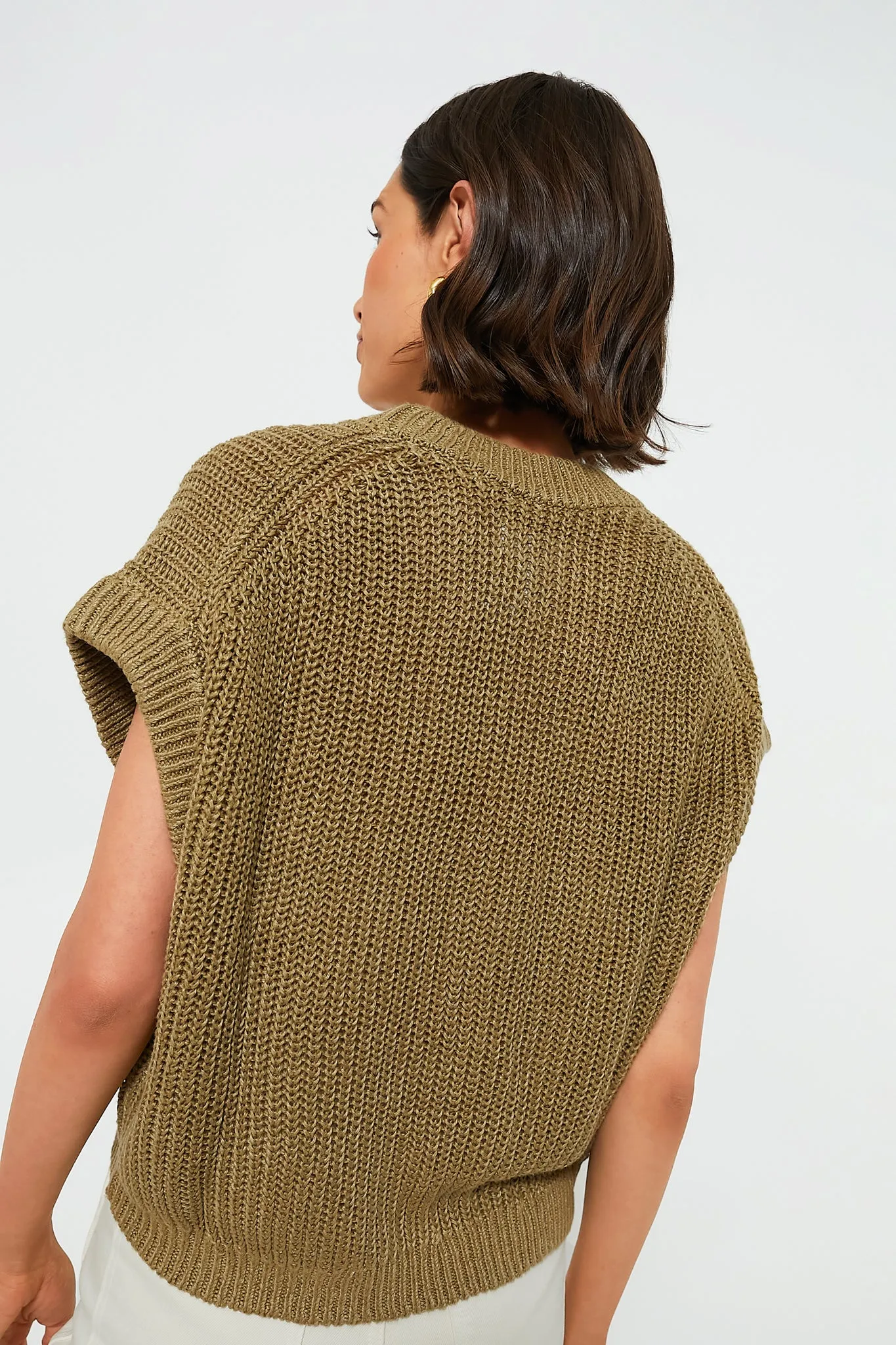 Olive Branch Linen Vest