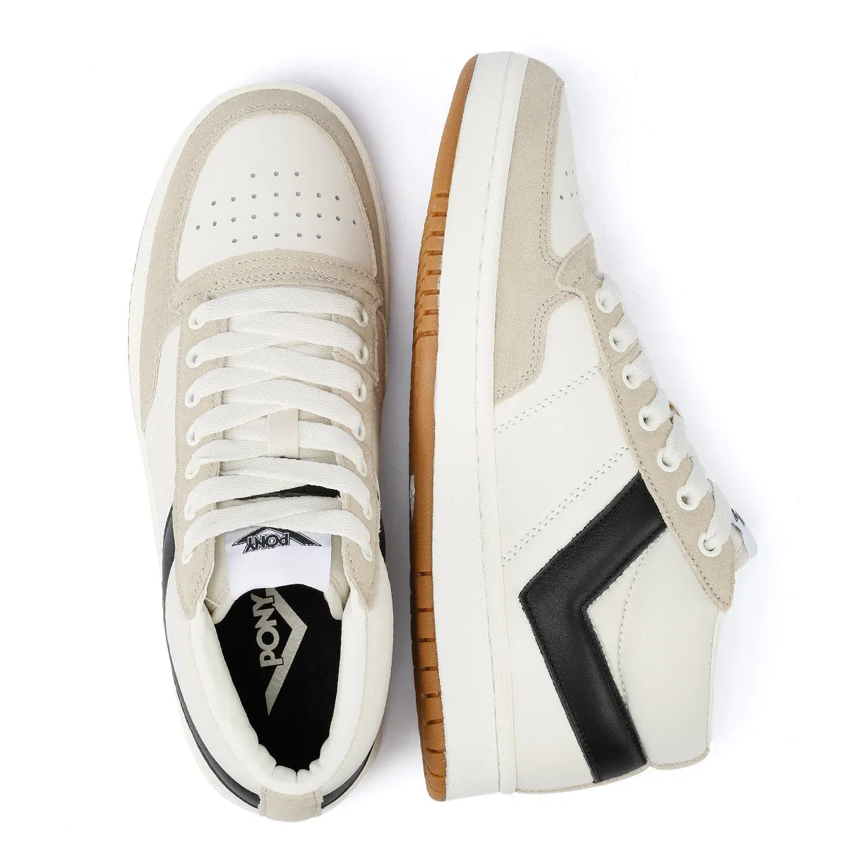 Pony #1 Low White/Black Trainers