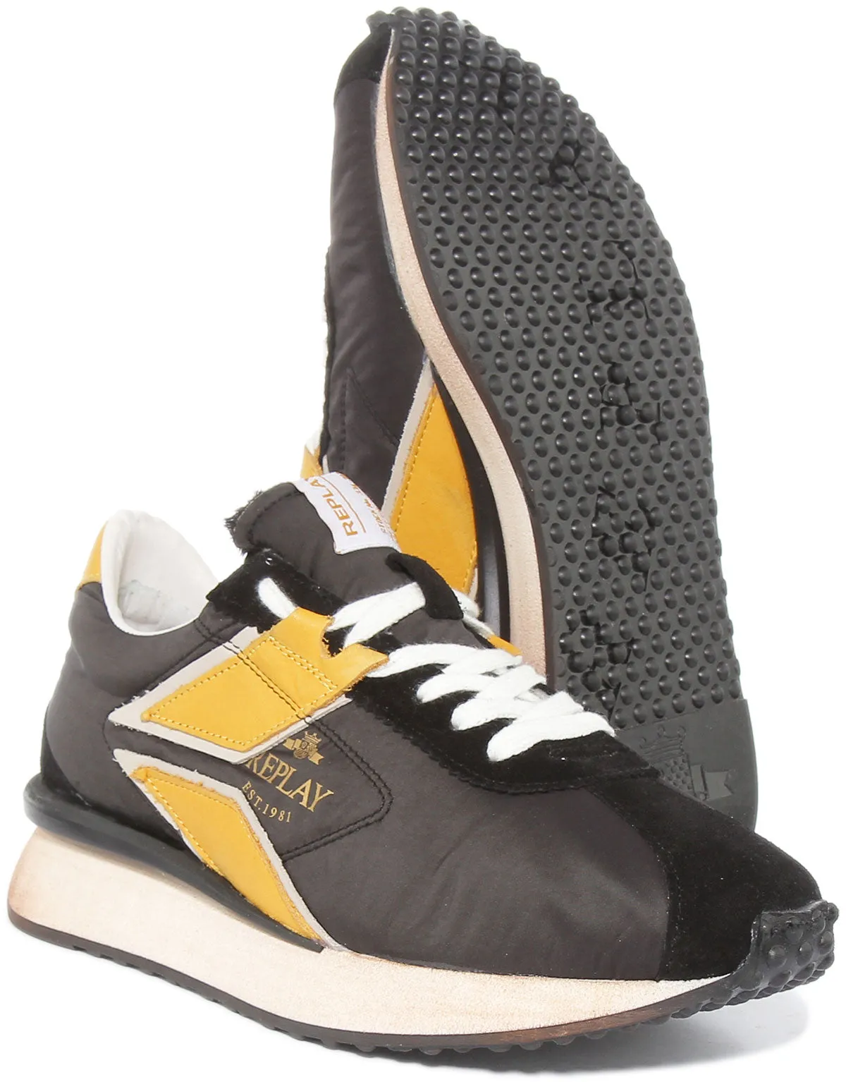 Replay Casey Nylon In Black Yellow For Men