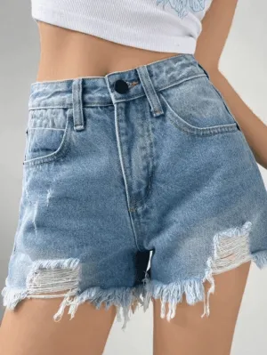 Ripped Burr A Shape Denim Short