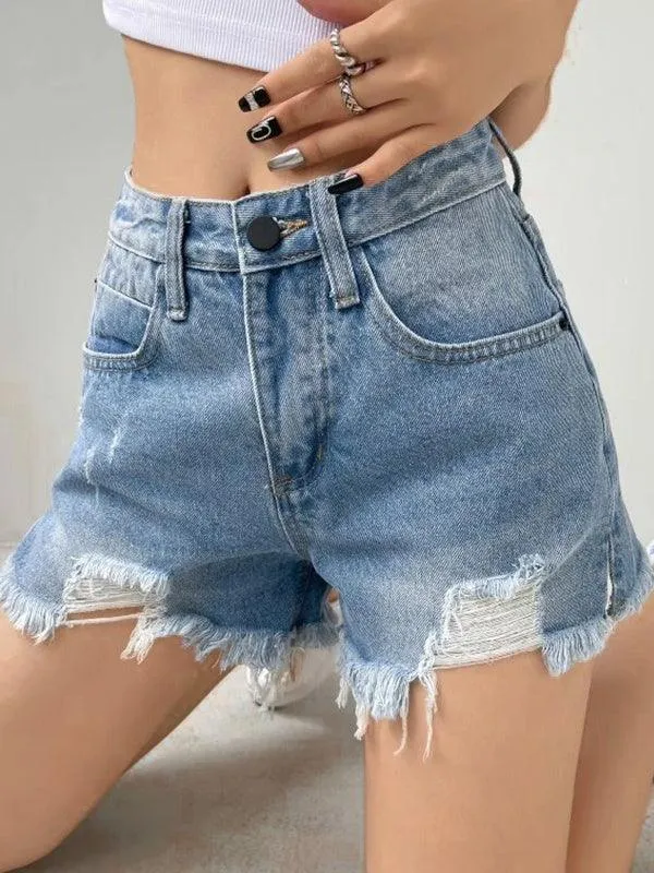 Ripped Burr A Shape Denim Short