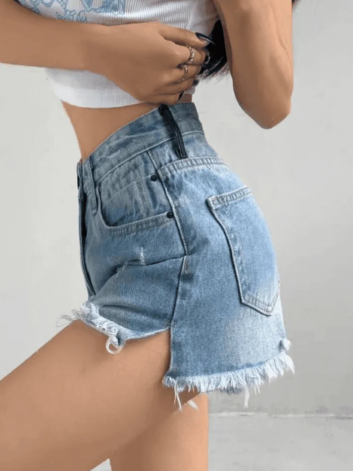 Ripped Burr A Shape Denim Short