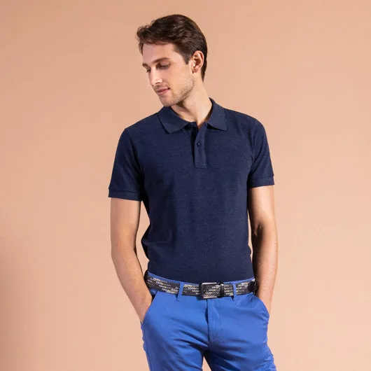 Rugged Slate Dark Blue Cotton Polo T-Shirt