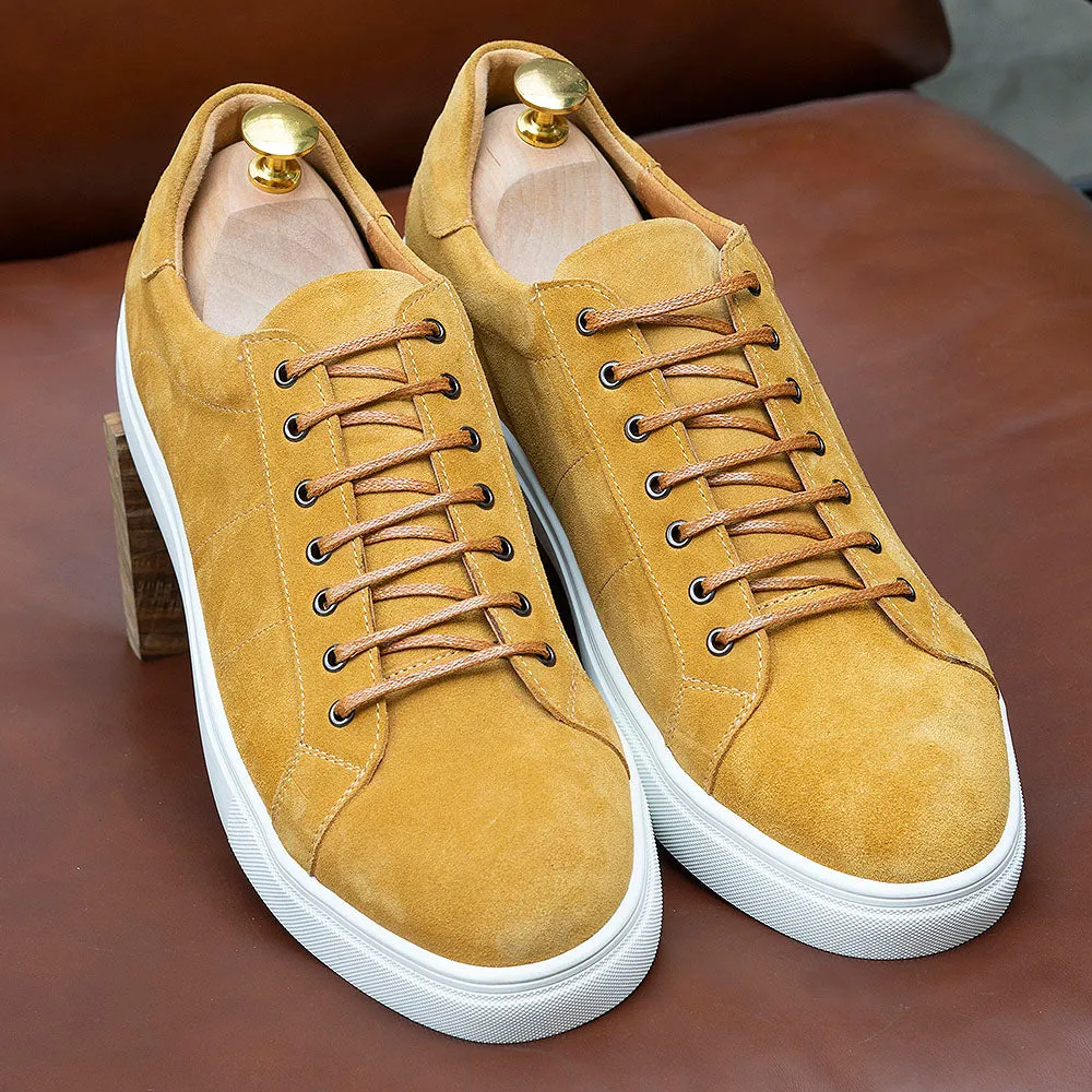 Solid Suede Leather Lace-Up Sneakers