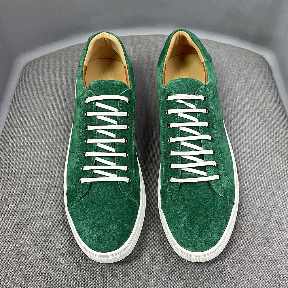 Solid Suede Leather Lace-Up Sneakers