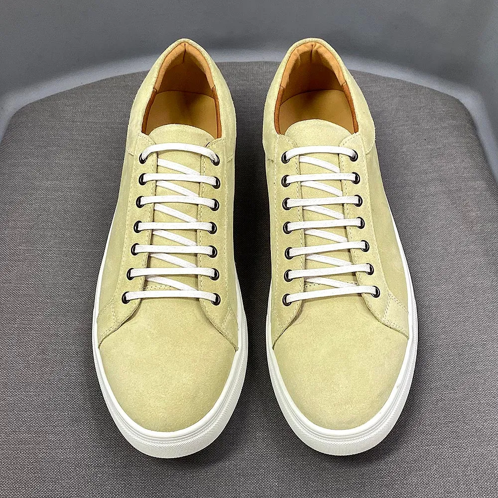 Solid Suede Leather Lace-Up Sneakers