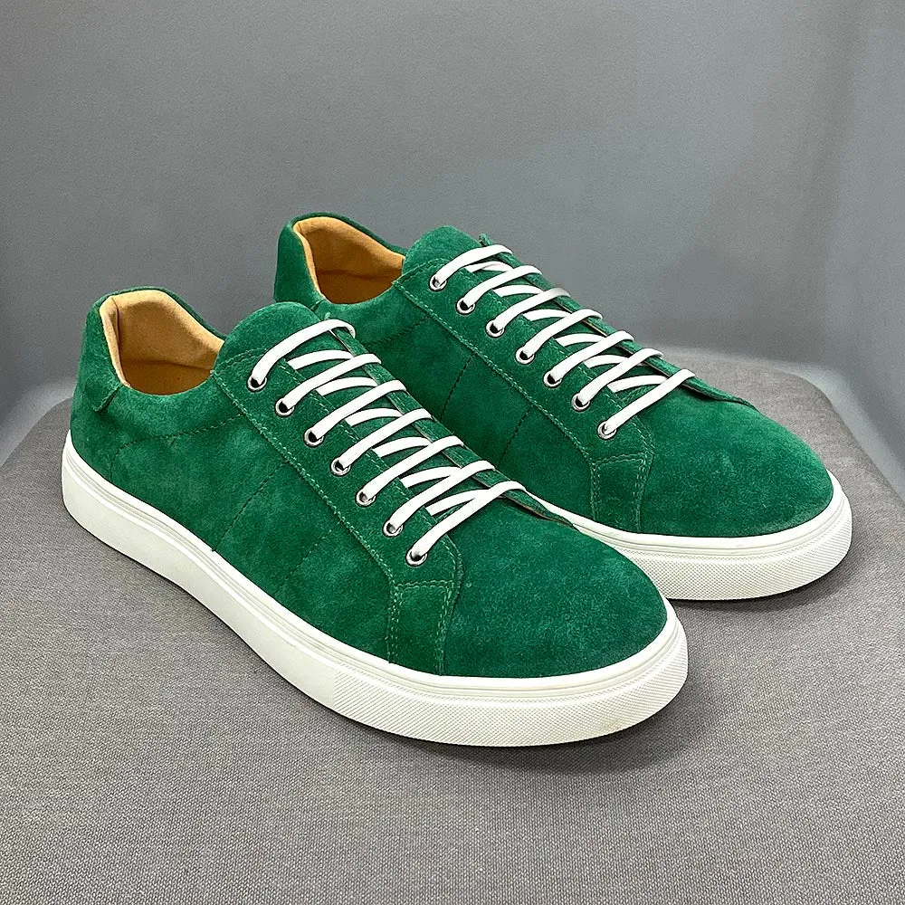 Solid Suede Leather Lace-Up Sneakers