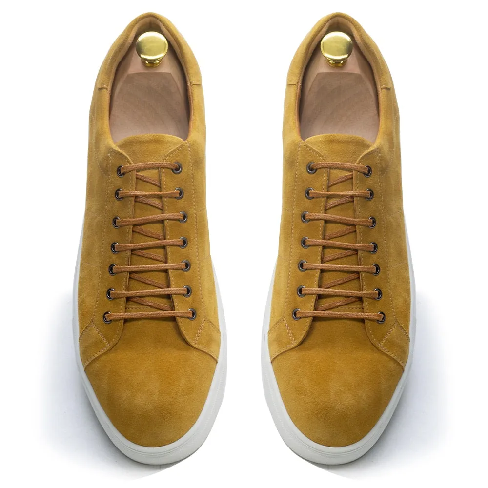 Solid Suede Leather Lace-Up Sneakers