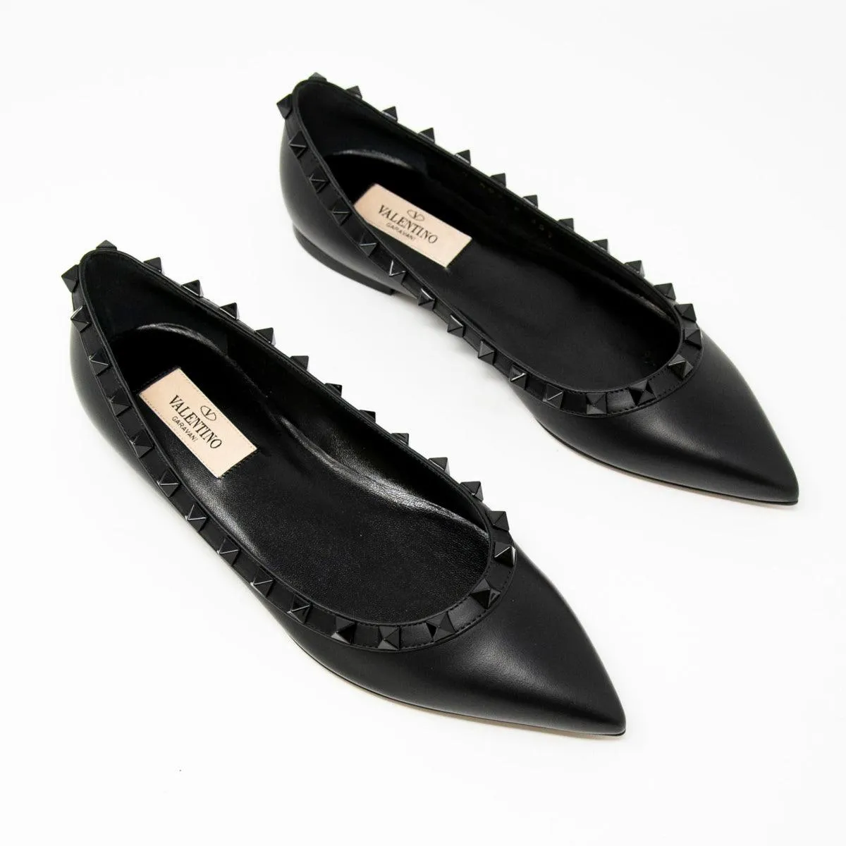 Valentino Black Rockstud Flats 35.5