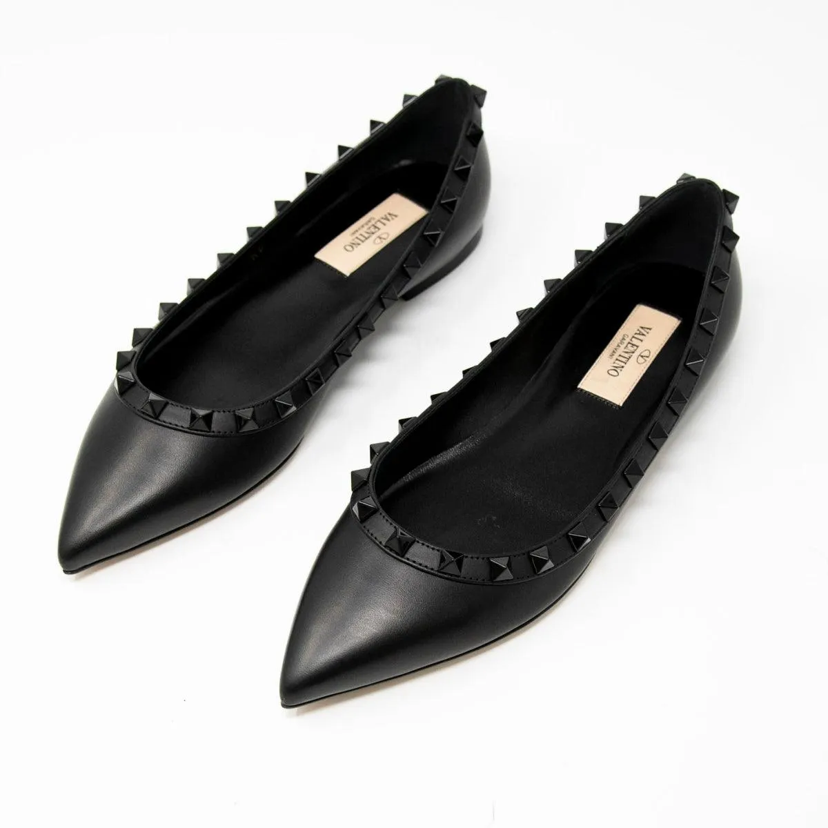 Valentino Black Rockstud Flats 35.5