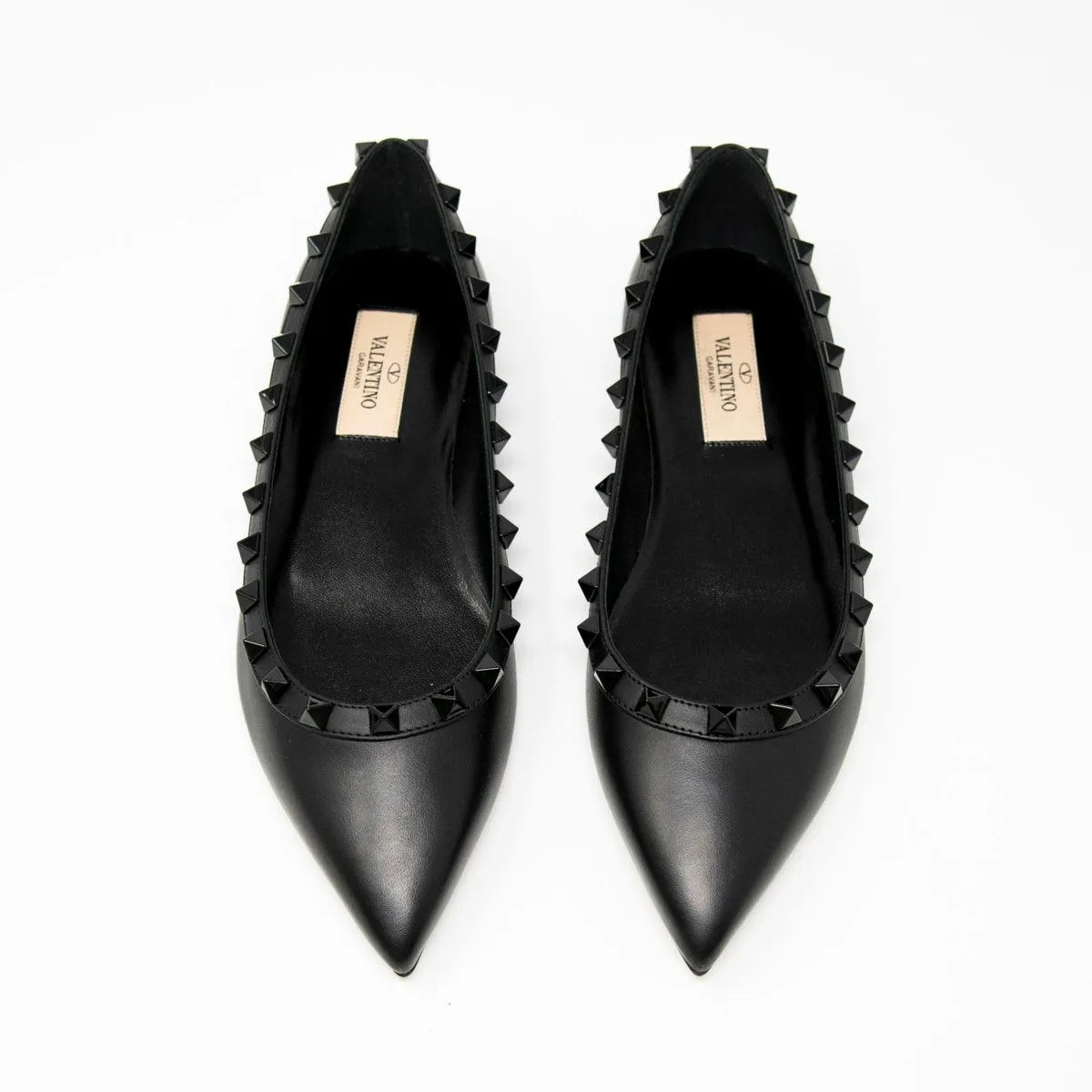 Valentino Black Rockstud Flats 35.5