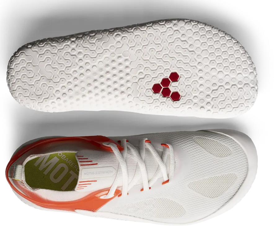 Vivobarefoot Men's Motus Strength White Scarlett Ibis