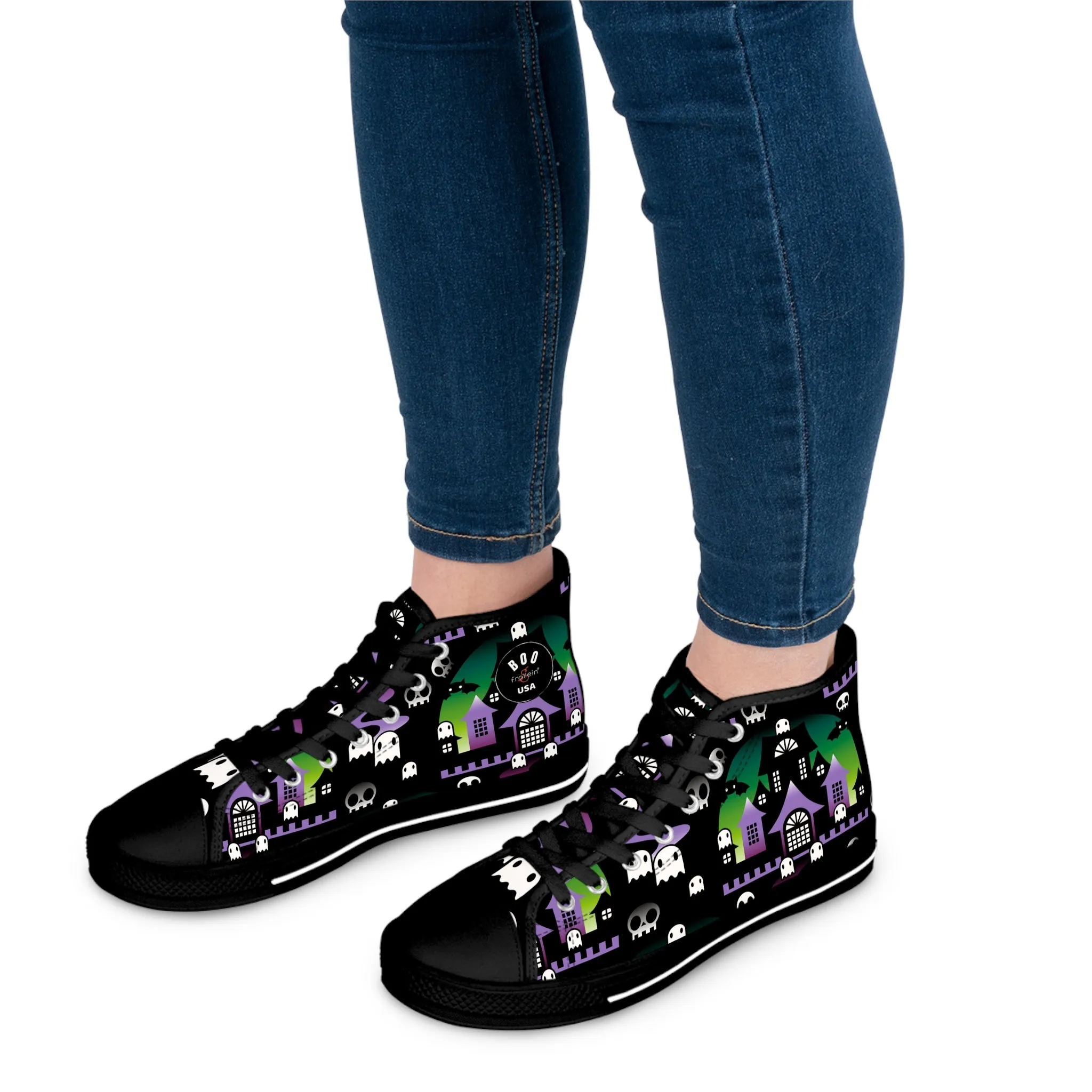 Women's High-Top Sneakers - Boo - Purple Green