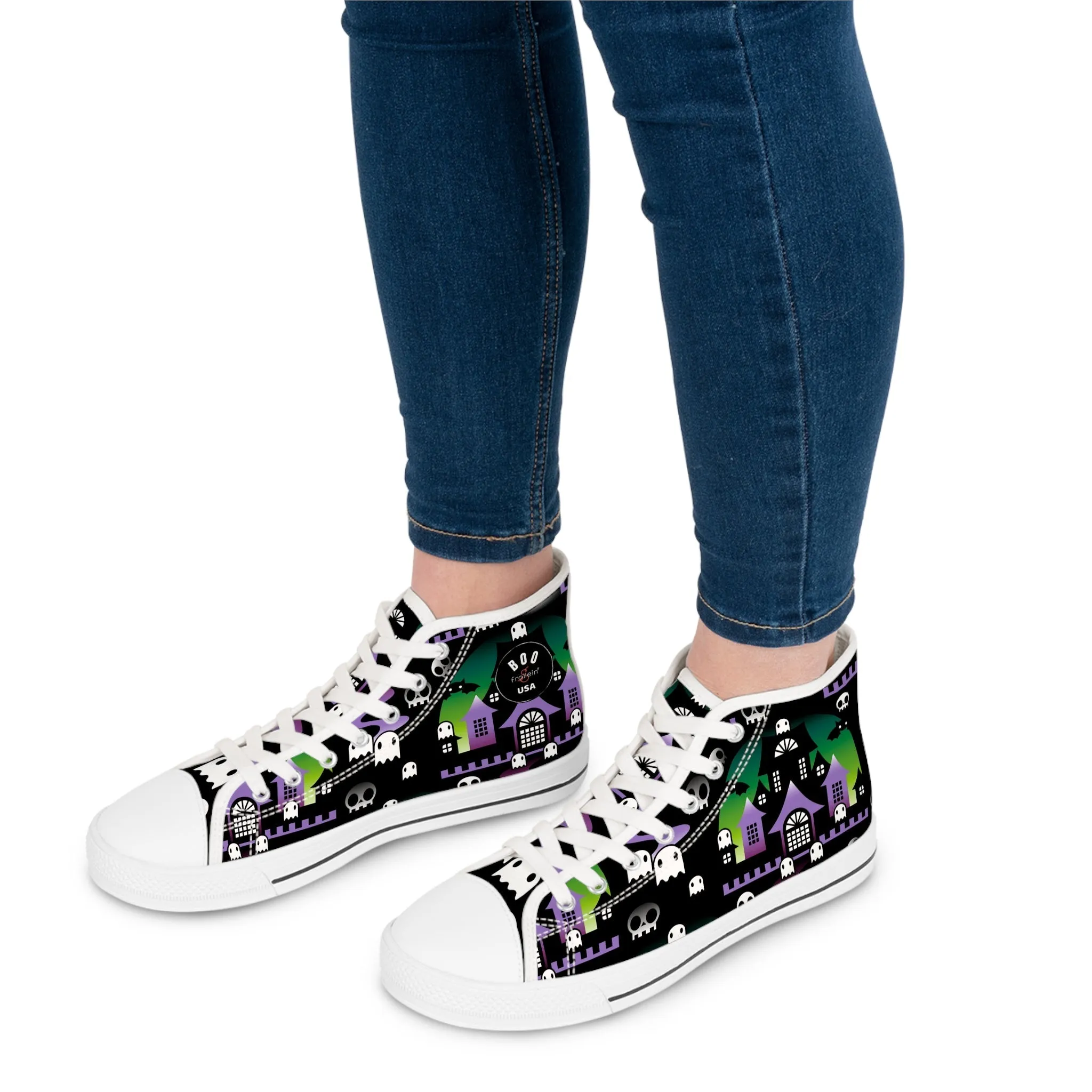 Women's High-Top Sneakers - Boo - Purple Green