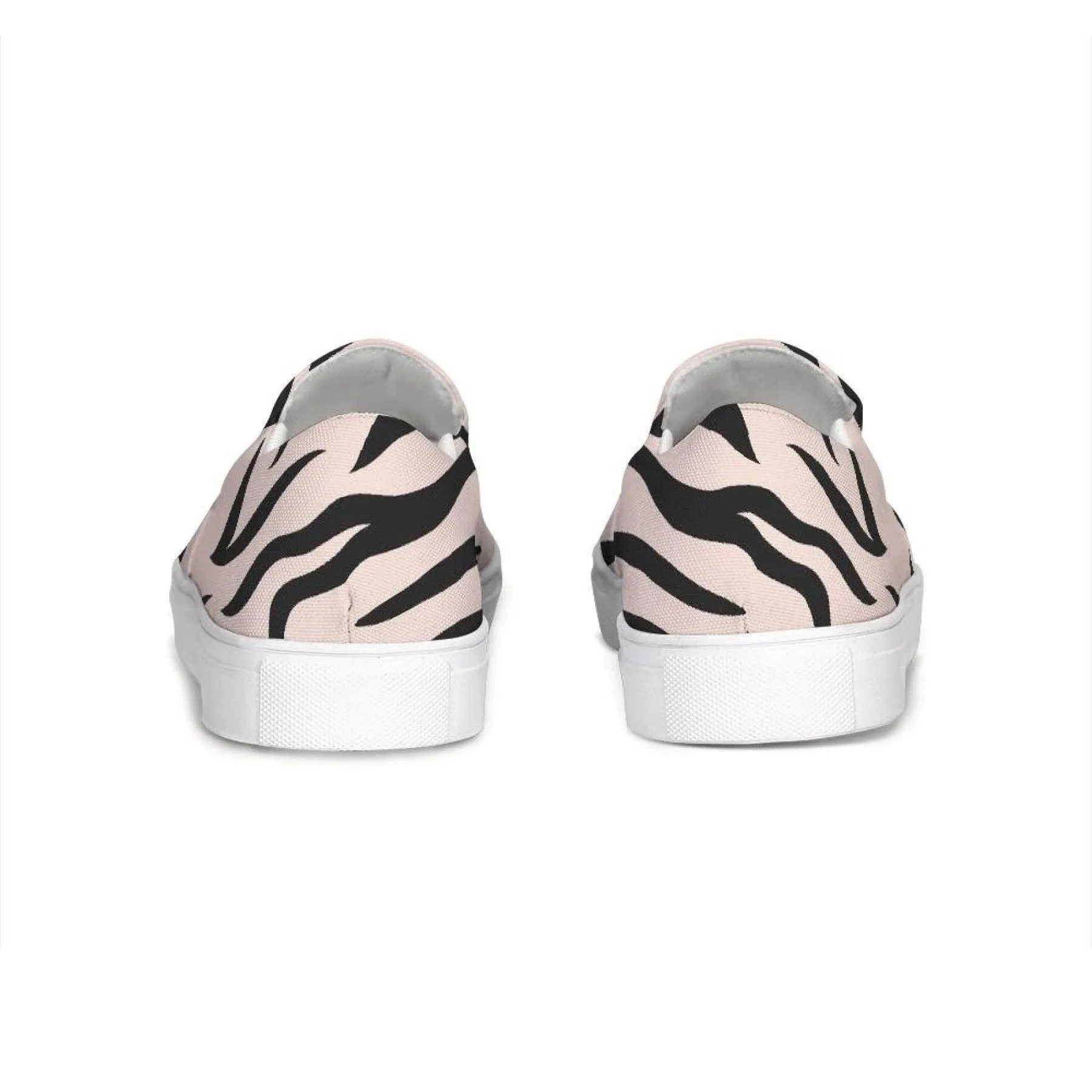 Womens Sneakers - Pink And Black Zebra Stripe Canvas Sports Shoes /